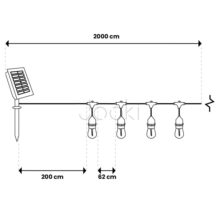 Уличная LED гирлянда на солнечной батарее Lumiled Sollis 2, 20 м, 30 LED лампочек E27, пульт ДУ, IP65, USB-C, теплый свет