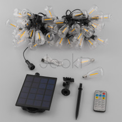 Солнечная садовая гирлянда 40 LED-фонариков+2шт в подарок, 14,5 м, теплый свет 2700 K, IP44, с пультом, солнечной и USB-зарядкой, Lumiled Pyris