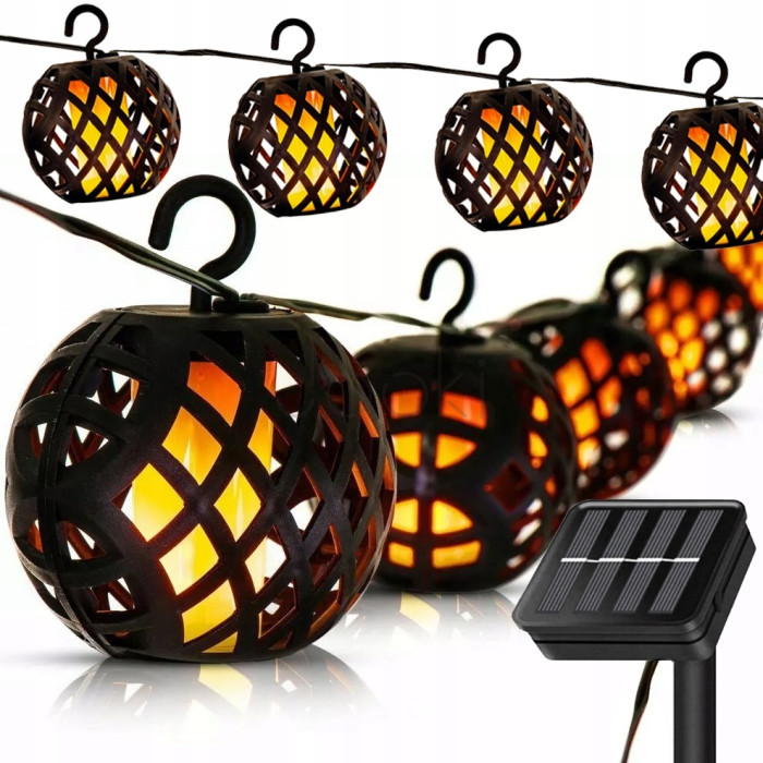 Уличная гирлянда 20 декоративных фонариков с эффектом пламени, SuperLED Flame Lantern