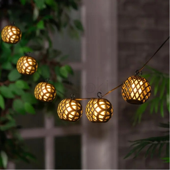 Уличная гирлянда 20 декоративных фонариков с эффектом пламени, SuperLED Flame Lantern