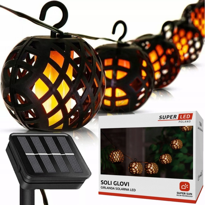 Уличная гирлянда 20 декоративных фонариков с эффектом пламени, SuperLED Flame Lantern