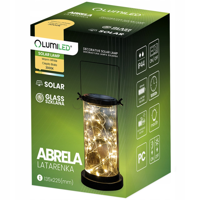 Високий настільно-підвісний декоративний LED ліхтар Lumiled Abrela - світильник із теплим світлом 3000 K, IP44, датчик сутінків