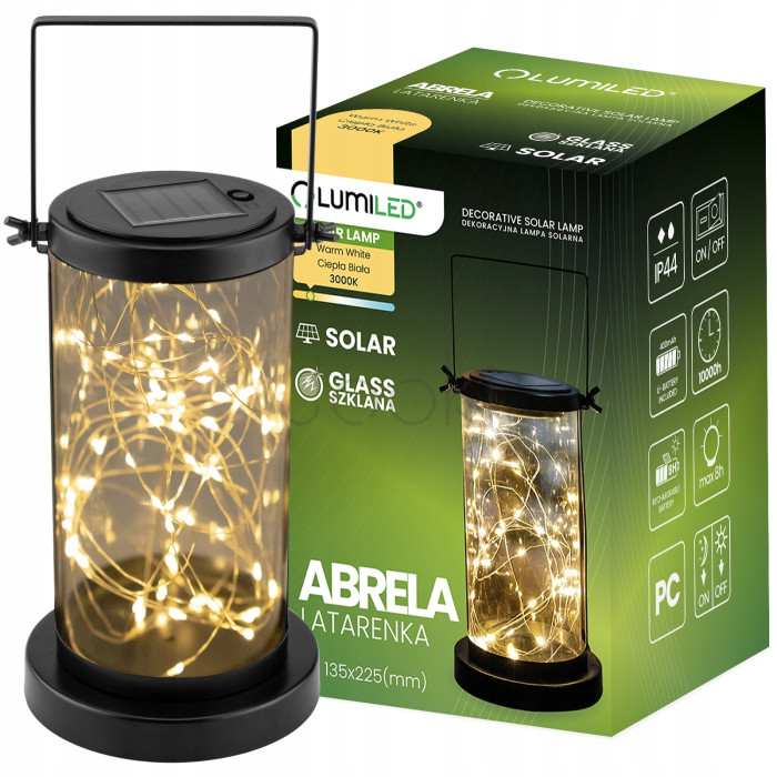 Високий настільно-підвісний декоративний LED ліхтар Lumiled Abrela - світильник із теплим світлом 3000 K, IP44, датчик сутінків