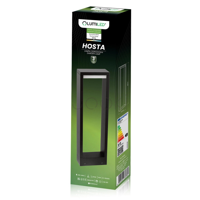 Садовый светильник-столбик Lumiled Hosta металлический — встроенный LED модуль 10W, 4000K, от сети, современный дизайн