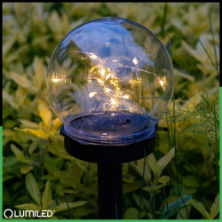 Набір прозорих садових LED‑куль 10 см на сонячній батареї 6 шт — Lumiled Gloris, тепле світло 3000К, IP44