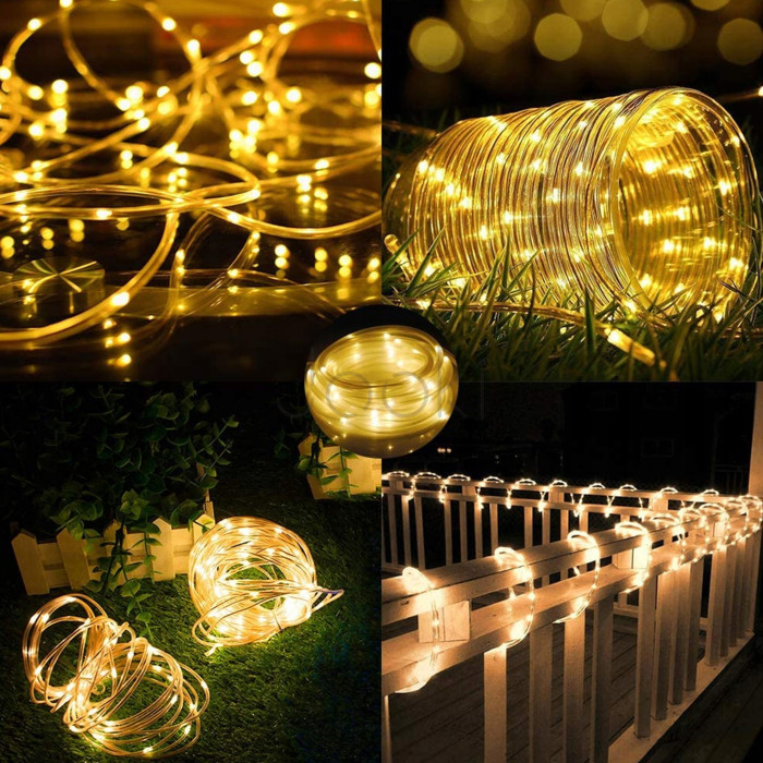 Садова гірлянда на сонячній батареї MasterLED 12 м, 100 LED, тепле біле світло, датчик сутінків