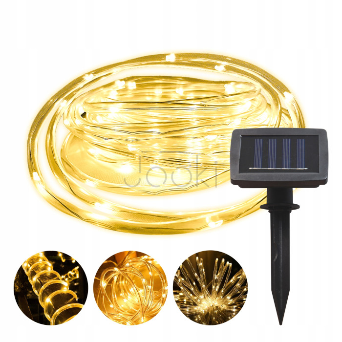 Садова гірлянда на сонячній батареї MasterLED 12 м, 100 LED, тепле біле світло, датчик сутінків