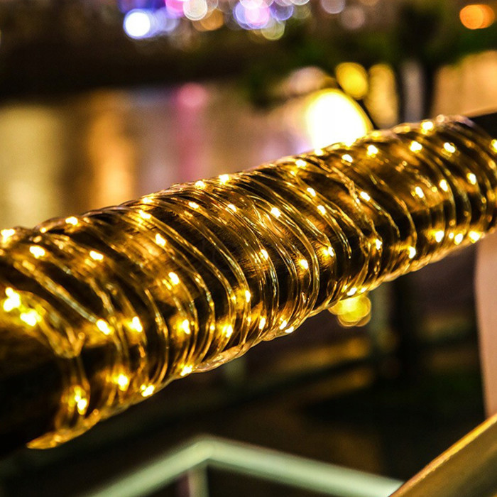 Садова гірлянда на сонячній батареї MasterLED 12 м, 100 LED, тепле біле світло, датчик сутінків