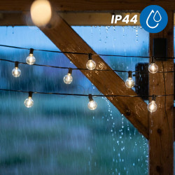 Сонячна садова LED-гірлянда + вилка 230В, Lumiled CALLIS PRO, 15,05 м, 30 LED-ламп, пульт ДК, тепле світло 2700K, IP44