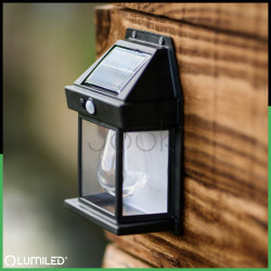 Солнечный настенный LED-светильник Lumiled серии Dona — теплый белый свет 3000K, с датчиком движения и сумерек, IP44