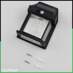 Солнечный настенный LED-светильник Lumiled серии Dona — теплый белый свет 3000K, с датчиком движения и сумерек, IP44