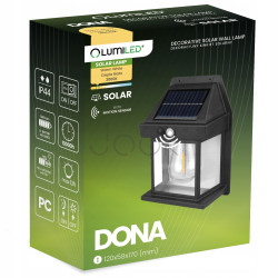 Солнечный настенный LED-светильник Lumiled серии Dona — теплый белый свет 3000K, с датчиком движения и сумерек, IP44