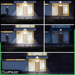 Солнечный настенный LED-светильник Lumiled серии Dona — теплый белый свет 3000K, с датчиком движения и сумерек, IP44