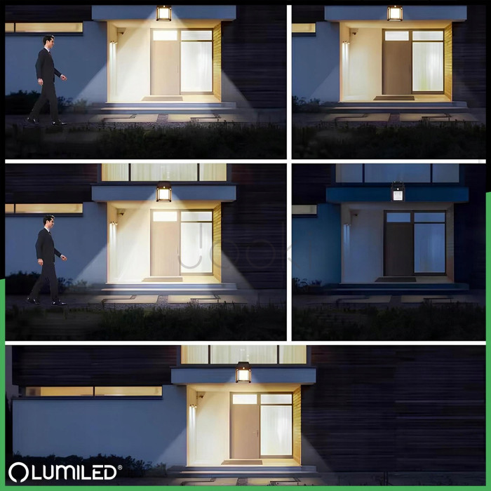 Солнечный настенный LED-светильник Lumiled серии Dona — теплый белый свет 3000K, с датчиком движения и сумерек, IP44
