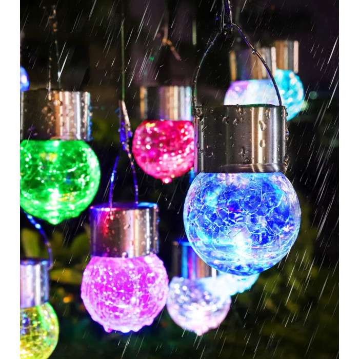 Подвесная солнечная лампа 6шт SuperLED RGB Шар Стеклянная LED Гирлянда для сада