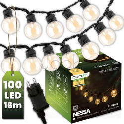 Наружная гирлянда на 100 LED-шариков, 15.7м, от сети 230V, теплый свет 3000 K, IP44, Lumiled Nessa