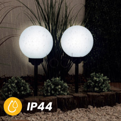 Садова LED‑куля 20 см на сонячній батареї — Lumiled Atris, холодне світло 6500 K, IP44