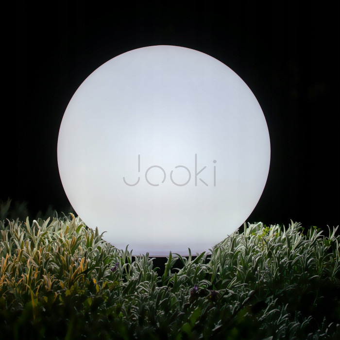 Садова LED‑куля 20 см на сонячній батареї — Lumiled Atris, холодне світло 6500 K, IP44