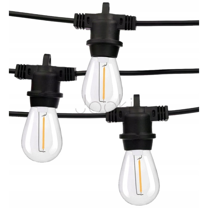 Садовая гирлянда 15м с 15 LED-лампами E27 прямая - декоративное освещение для сада, террасы, балкона, SuperLED