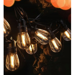 Садовая гирлянда 15м с 15 LED-лампами E27 прямая - декоративное освещение для сада, террасы, балкона, SuperLED