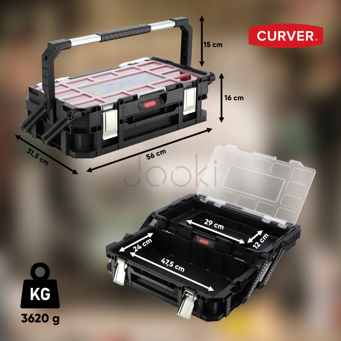 Ящик органайзер для инструментов консольный Keter Cantilever Connect 22″, 14л, 22 контейнера