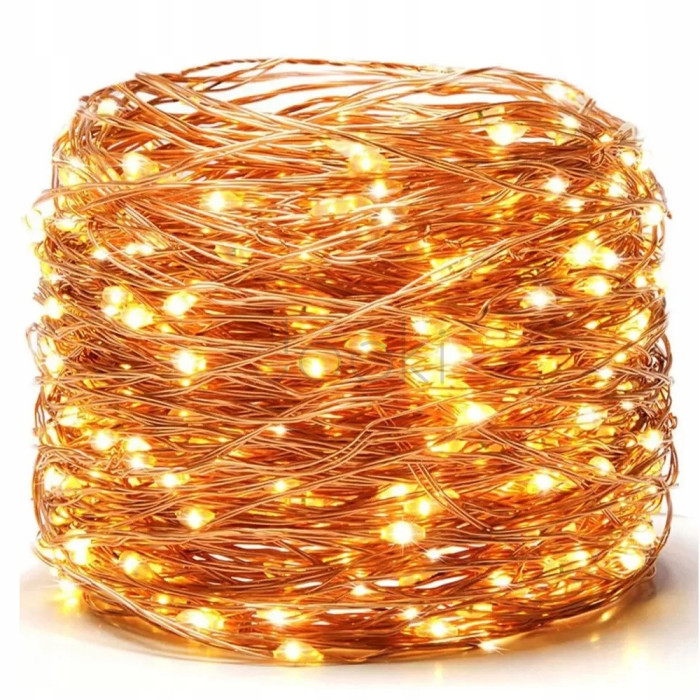 Солнечная гирлянда 20 метров, 200 LED-лампочек, 8 режимов, теплый белый свет, пульт дистанционного управления, IP44, SuperLED Stringo