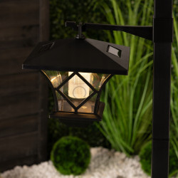 Высокий декоративный солнечный ретро-фонарь Lumiled серии Ribes — садовый LED-светильник 150см с фотодатчиком, теплый свет 3000K, IP44