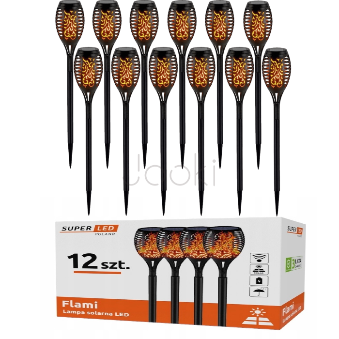 Сонячна садова LED лампа факел 12шт Flami SuperLED з ефектом полум’я