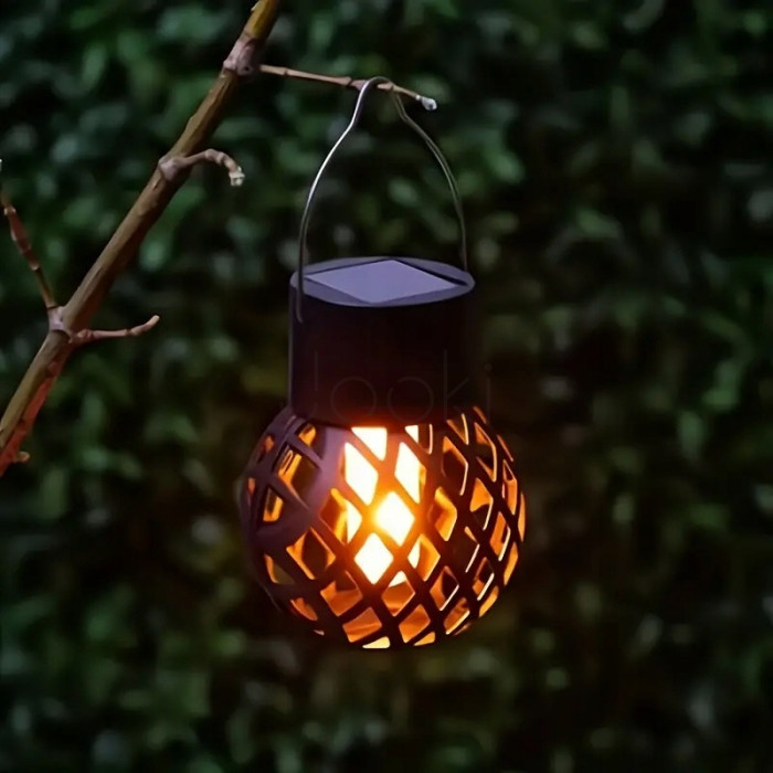 Набір з 6 підвісних сонячних ламп SuperLED Flame Ball — декоративне LED-освітлення з ефектом полум’я, IP44
