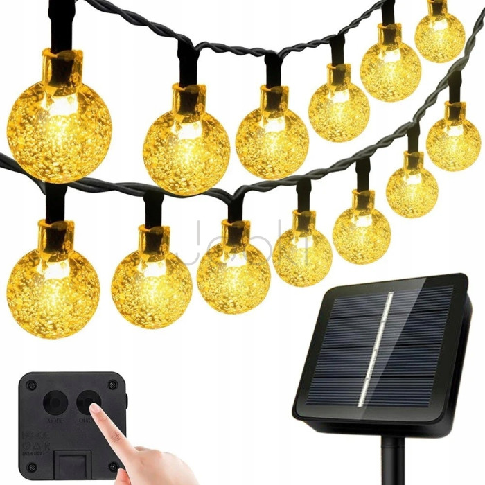Солнечная гирлянда 30 LED-шариков, SuperLED Soli — длина 5,5 м, теплый белый свет, IP65, датчик сумерков, для сада, террасы