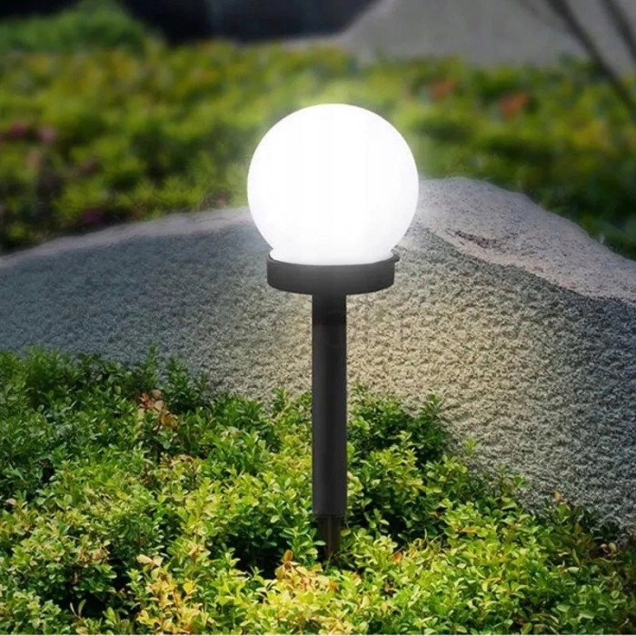 Світильник садовий на сонячній батареї, LED куля 10 см, SuperLED, 12шт