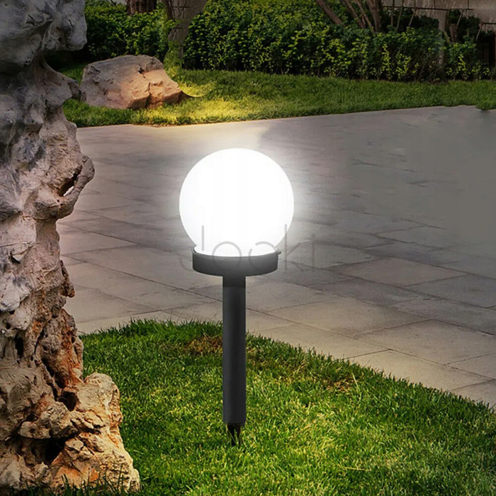 Набор белых садовых LED-шаров 10см на солнечной батарее 6шт — Lumiled Atris, холодный свет 6500K, IP44
