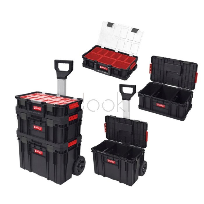 Набір ящиків для інструментів Qbrick System TWO Set Alu Vario — 3в1: візок + ящик + органайзер, металеві замки, модульна система