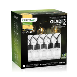 Садовая солнечная LED гирлянда Lumiled GLADI 3, 40 лампочек, 13,64м, теплый свет 3000K, IP44