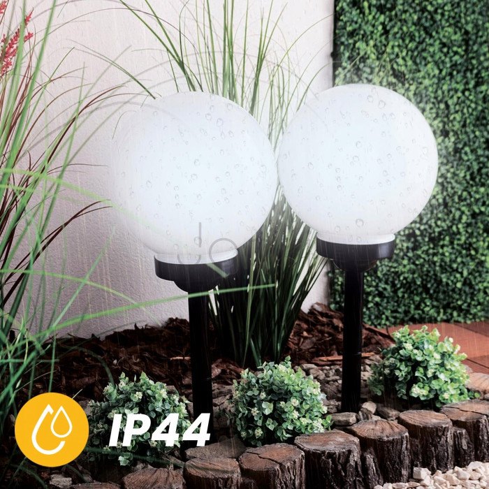 Садова LED‑куля 25 см на сонячній батареї — Lumiled Atris, холодне світло 6500 K, IP44