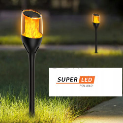 Солнечная садовая лампа-факел Premium SuperLED 65 см с эффектом пламени, набор 4шт