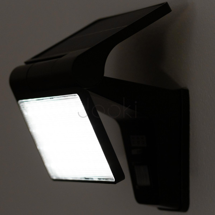 Сонячний фасадний LED-прожектор Lumiled серії Cordy — стінний садовий прожектор із датчиками руху та сутінків, холодне світло 6500 K, IP44