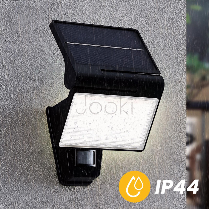 Сонячний фасадний LED-прожектор Lumiled серії Cordy — стінний садовий прожектор із датчиками руху та сутінків, холодне світло 6500 K, IP44