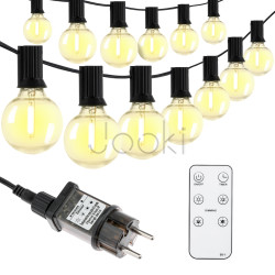Садова гірлянда на 30 LED-ламп, 15,2 м, від мережі 230V, тепле світло 3000 K, IP44, з пультом та регулюванням яскравості, Lumiled Dollis