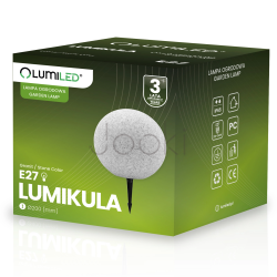 Садовый уличный светильник Lumiled Lumikula 20 см, E27, 230V с вилкой, IP65, декоративная каменная лампа шар