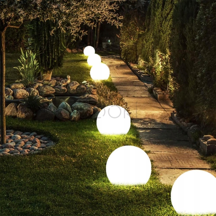 Большой садовый LED-шар 30 см на солнечной батарее — Lumiled Atris, холодный свет 6500K, IP44