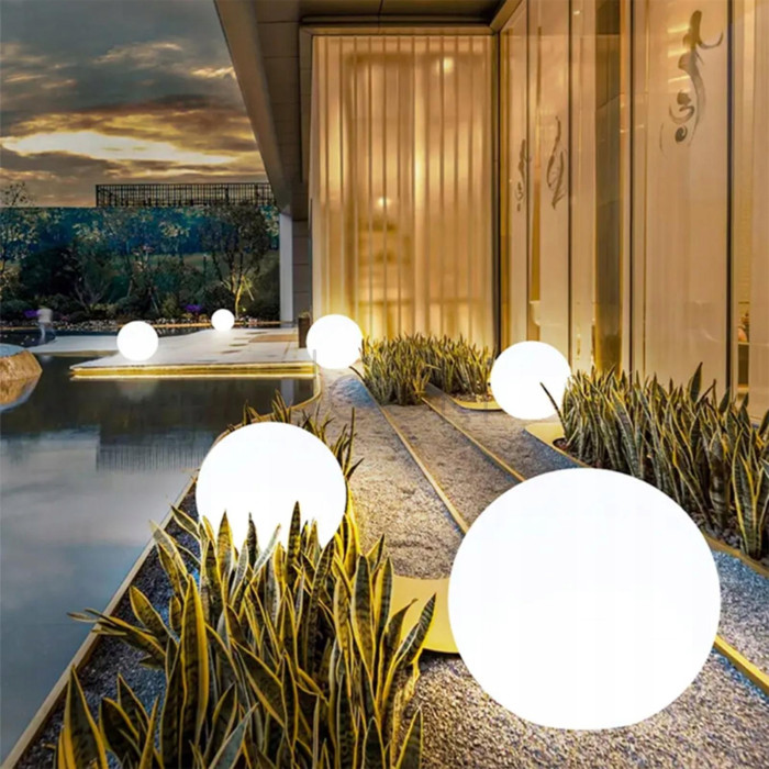 Большой садовый LED-шар 30 см на солнечной батарее — Lumiled Atris, холодный свет 6500K, IP44