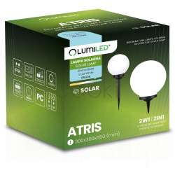 Большой садовый LED-шар 30 см на солнечной батарее — Lumiled Atris, холодный свет 6500K, IP44
