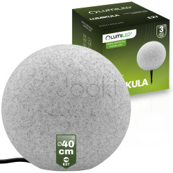 Садовий вуличний світильник Lumiled Lumikula 40 см, E27, 230V з вилкою, IP65, декоративна кам’яна лампа куля