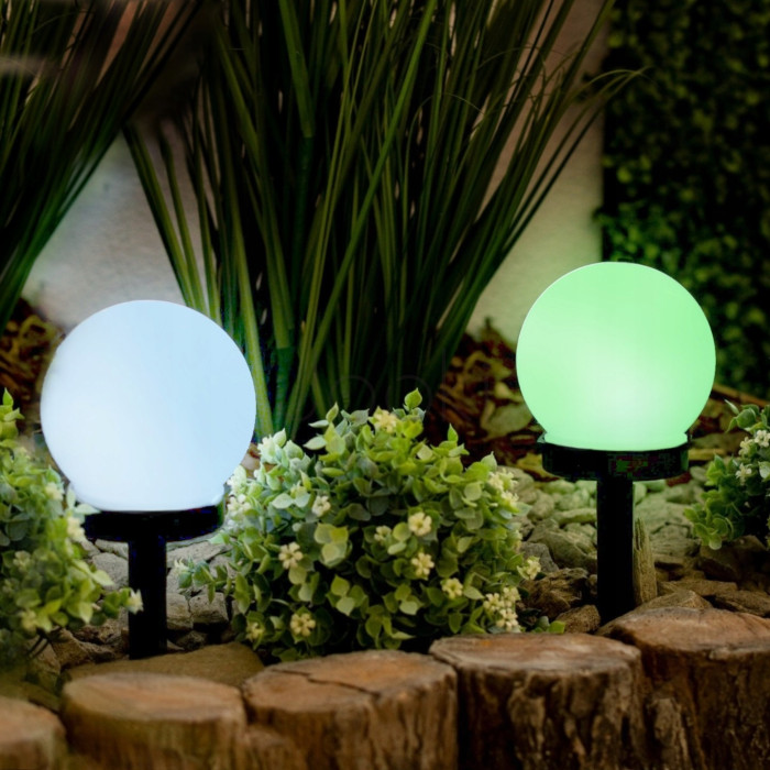 Набор 6шт садовых LED шаров 10см с цветным RGB светом, светильник на солнечной батарее — Lumiled Atris