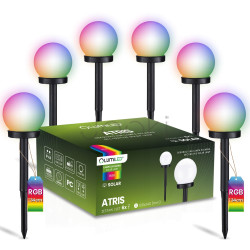 Набор 6шт садовых LED шаров 10см с цветным RGB светом, светильник на солнечной батарее — Lumiled Atris
