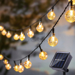 Солнечная гирлянда 100 LED-шариков, SuperLED Soli — длина 19 м, теплый белый свет, IP65, датчик сумерков, для сада, террасы