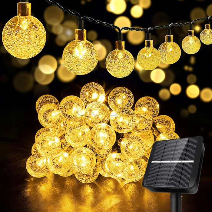 Солнечная гирлянда 100 LED-шариков, SuperLED Soli — длина 19 м, теплый белый свет, IP65, датчик сумерков, для сада, террасы