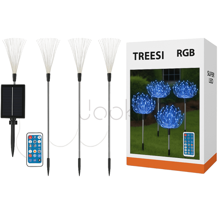 Комплект 4x сонячних ламп SuperLED "Деревце RGB" з пультом і USB