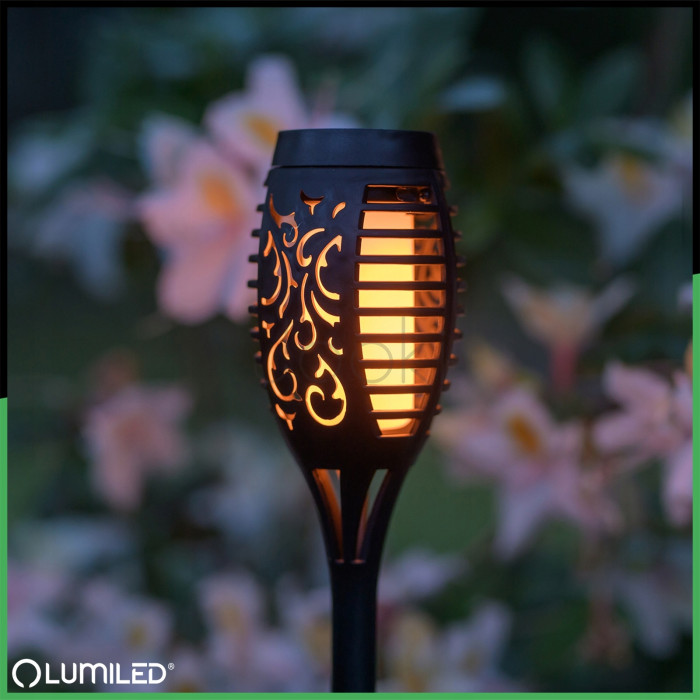 Садовая солнечная LED лампа факел с эффектом пламени, набор 4шт Lumiled серии Ignis